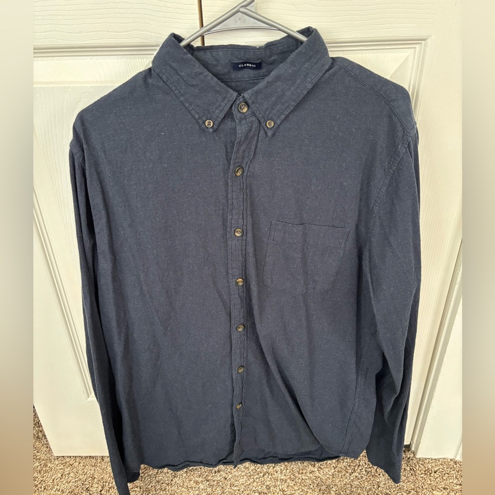 Mens large twill button down shirt